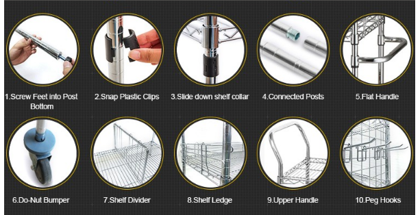 Steel Bakers Commercial Cantilever Wire Shelving 12 Inch