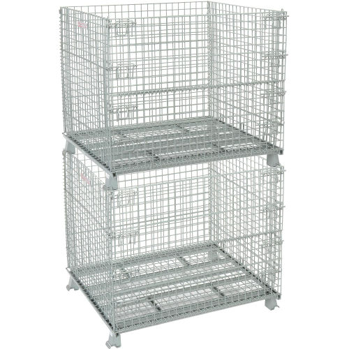 Medium Duty 48x40 Foldable Collapsible Wire Container 3000 Lb Capacity