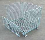 Automotive Parts Space Saving Collapsible Wire Container Galvanized Surface