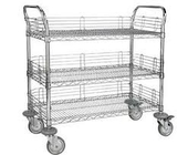 3 Tier Electrostatic Discharge Chrome Wire Shelving Trolley For ESD Industry