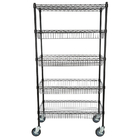 18" X 36" X 69"  Black Epoxy 4 Wire Grid Baskets And 1 Shelf Kit In Retail Shop For Goods Display