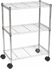 Three Tier Home Wire Shelving Storage Unit With Wheels Standard Sizes