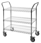 Hospital Supplies Wire Utility Cart With Double Handle Push Bar Multifunctional