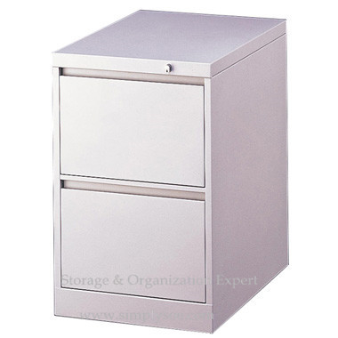 White Metal Two Drawer Lockable Filing Cabinet Small Metal File