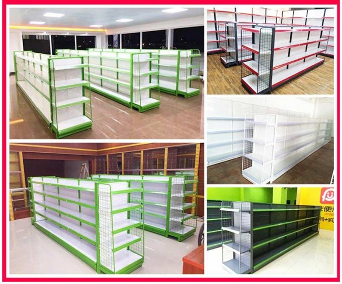 4 Layers In Green White Color C Store Display Rack / Wire Mesh Decking