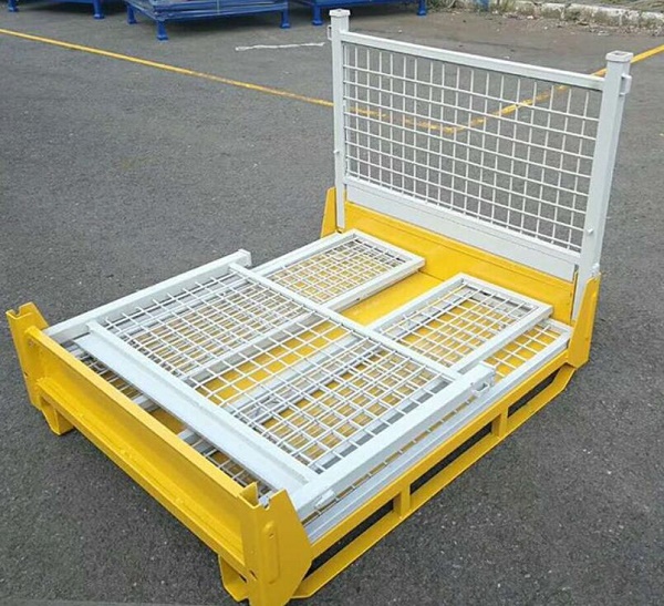 Rigid Collapsible Wire Container With Dual Drop Gate Stackable 3 High