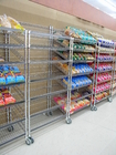 5 Layers Slant Tilt Show Room Commerical Angled Wire Shelving With Castors