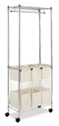 Rolling Garment Home Wire Shelving , Wire Laundry Shelf With Changeable Fabric Baskets