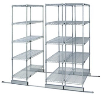 High Density Compact Floor Track Double Deep Sliding Wire Storage Racks Solutions