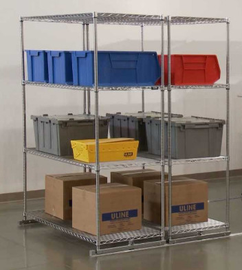 High Density Compact Floor Track Double Deep Sliding Wire Storage Racks Solutions