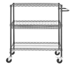 ESD Metal Commercial Heavy Duty Black Movable Wire Utility Cart With One Piece Handle