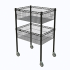 NSF Approval 2 Layers Commercial Black Kitchen Wire Metal Storage Baskets Shelving