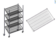 Chrome Slanted Wire Shelving For Warehouse With 5 Inch Polyurethane Casters