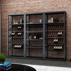 Black Metal Wine Shelf / Custom Metal Shelving With Large Storage Capacity