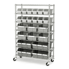 Dust Proof 7 Tier NSF Approved Industrial Wire Shelving With Storage Bin