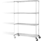 Heavy Duty Industrial Wire Mesh Shelving , Chrome Storage Shelves With Wheels