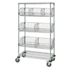 Adjustable Chrome Storage Rack With Wheels , 4 Shelf Wire Shelving With Dividers