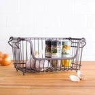 Brown Pantry Stackable Colored Wire Storage Baskets Saving Space Under Sink