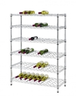 6 Layer Angled Shelf Unit Metal Wire Wine Rack Shelving 60 Bottles 18 Inches Wide