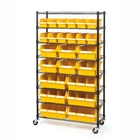 Rolling Adjustable Wire Rack Shelving / 8 Shelves Wire Frame Storage Racks Bin Storage