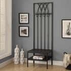 Metal Entry Storage Bench With Coat Rack & Hooks Black Wire Rack Shelving