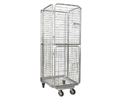 Warehouse Galvanized Foldable Wire Mesh Roll Container /  Material Handling Equipment