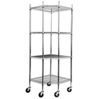 4 - Layers Silver Stainless Steel Shelving Units On Wheels Resist Corrosion