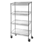 Retail Storage Systems 4 - Tier Slanted Wire Shelving Suture Cart Chrome Finish