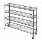 OEM Supermarket 4 Tier Metal Rolling Cart With Wheels And Baskets
