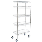 5 Tier Baskets Shelving Units Mobile Metal Wire Rack Grocery Display
