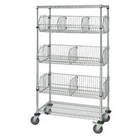 5-Layer Chrome Finish Steel Wire Basket Unit With 7 Baskets Use In Restaurant Shop