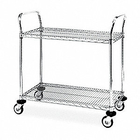 Restaurant Wire Utility  Cart , 2 - Layer Wire Mesh Rolling Cart 30"W X 14"D X 38"H