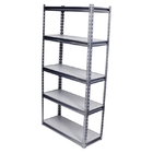 Gourd Hole Five Panels Wide Span Shelving / Factory Boltless Warehouse Shelving In Grey