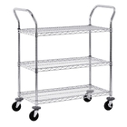 Adjustable Wire Shelf Cart With Pull Handle Restaurant 36" W X 14" D X 38" H