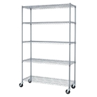 5 Layers Restaurant Wire Shelving Unit Mobile Chrome - Plated Hygienic