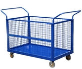 CE Collapsible Wire Container , Capacity 300kg U - Type Handle Platform Truck With 4 Mesh Sides