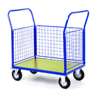 Two Handles 3 Mesh Sides Food Store Trolley For Industrial Warehouse