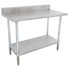 Silver Color Metal Work Table With Splashback One - Piece Structure Corrosion Protection