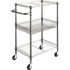 Restaurant Food Storage Shelves Utility Transport Steel Cart Zinc Surface Finish