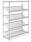 Goods Display Slanted Wire Shelving Units , 5 Tier Chrome Plated Steel Rack