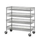Four Layers Wire Shelving Units With Castors / Grocery Display Wire Rack