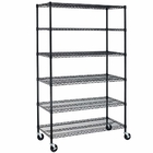 6 Tier Adjustable Metal Wire Shelving For Convenience Stores / Black Wire Rack