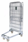Galvanized Metal Stock Roll Cage Trolley Demountable Space Saving