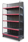 5 Layers Q235 Steel Black Display Shelf With End Unit For Retail Stores