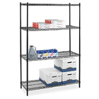 Four - Tier Commercial  Wire Shelving , Flat Black Adjustable Saferacks Freestanding Shelf