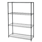 Solid Chrome 4 Tier Wire Shelving 14" X 36" X 48" For Office Supplies
