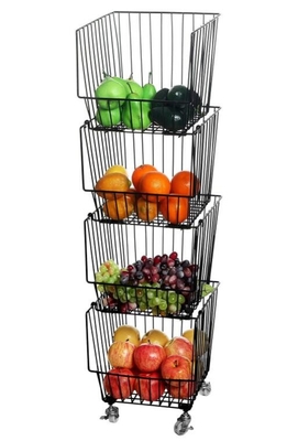 Galvanized Treatment Vegetable Display Rack  For Supermarket With Four Baskets