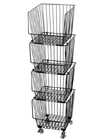 Galvanized Treatment Vegetable Display Rack  For Supermarket With Four Baskets