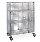 Hotel Transship Three Shelves Mobile Wire Security Cages Cold Steel Galvanized