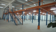 Freestanding Metal Industrial Mezzanine Platform Blue Upright Fixed Mobility